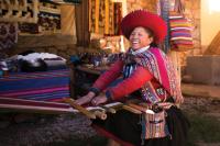 Quechua woman backstrap weaving in Chinchero -  Photo: Mark Tipple